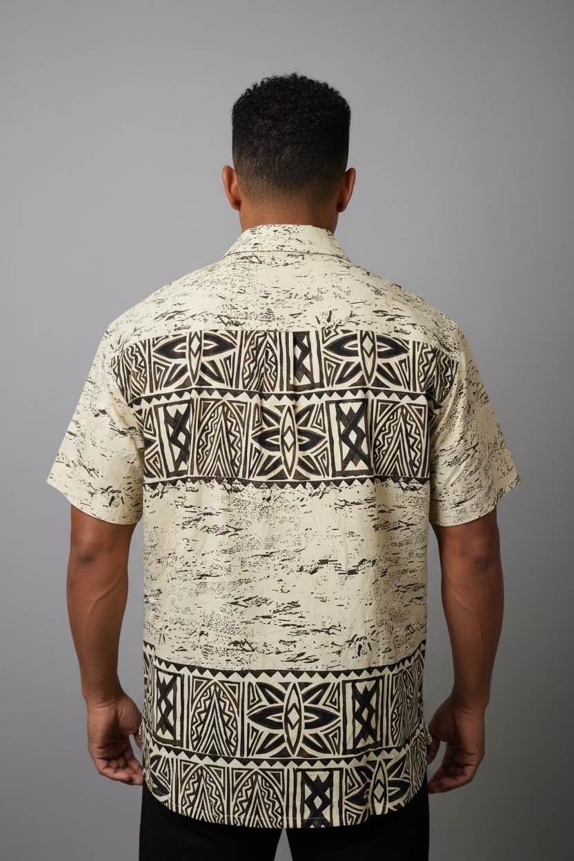 Chemise beige tapa marron