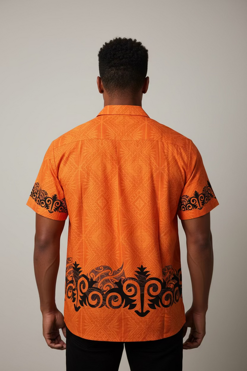 Chemise orange tapa noir