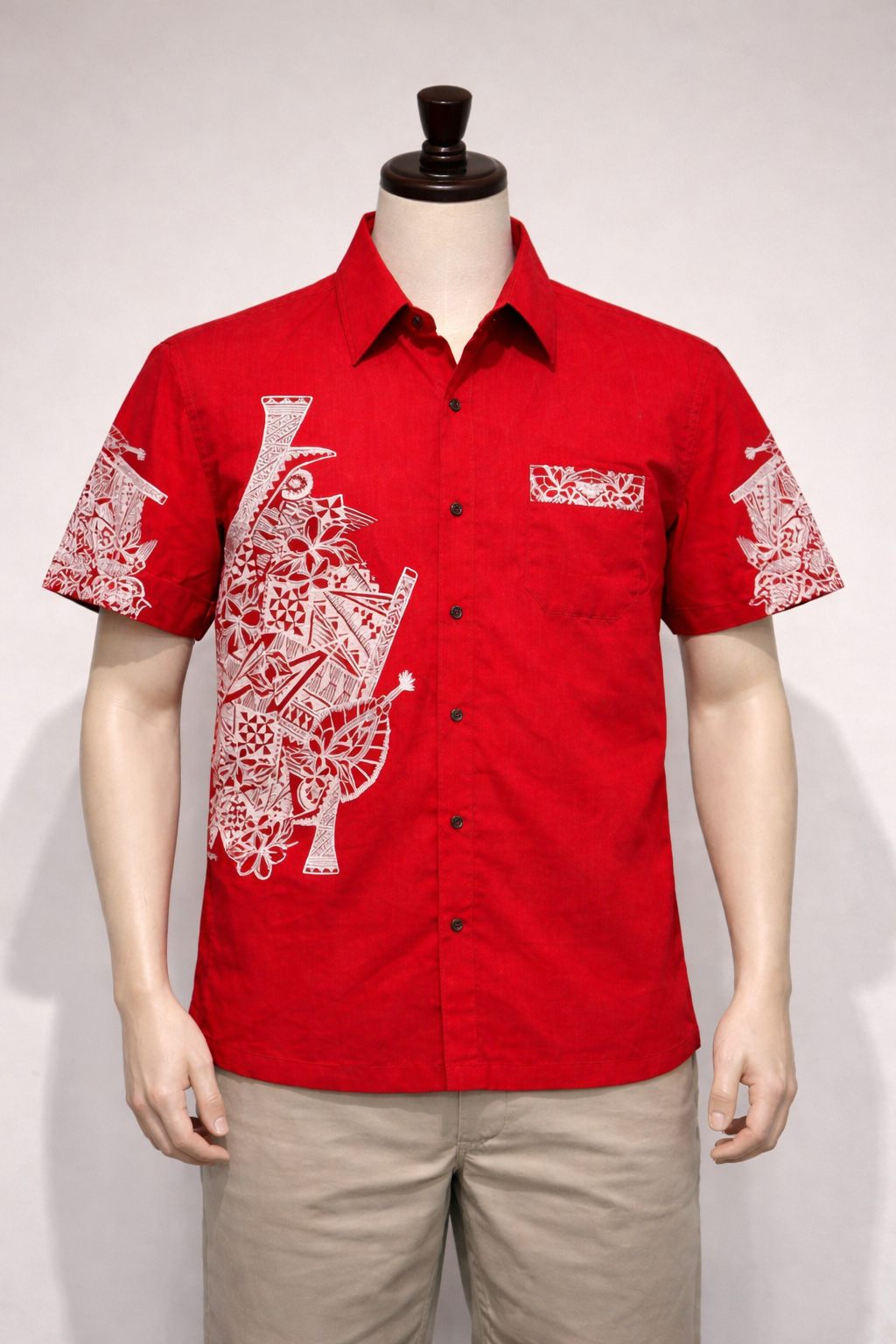 Chemise rouge tapa blanc