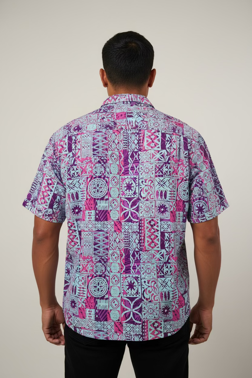 Chemise bleue mauve