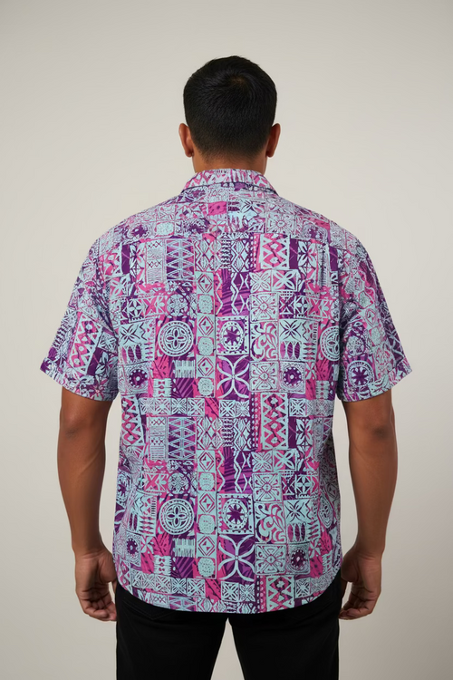 Chemise bleue mauve