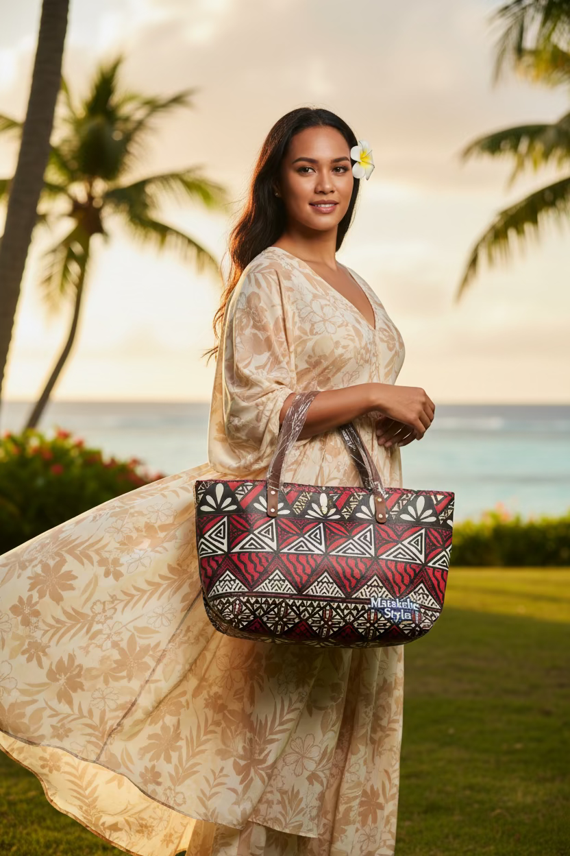 Sac a main rigide motif tapa