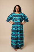 Robe longue bleue tapa