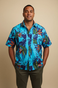 Chemise bleue oiseau du paradis