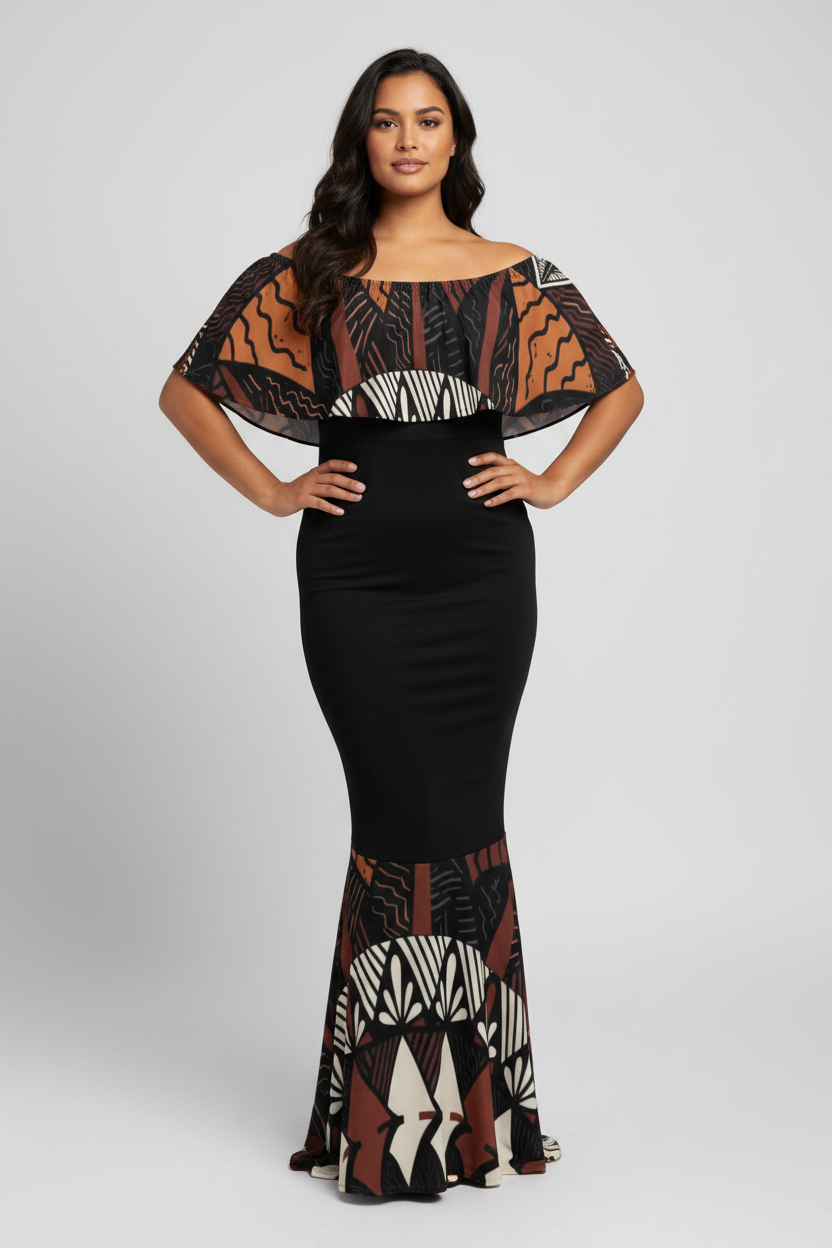 Robe longue tapa uni noire