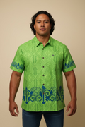 Chemise verte tapa bleu