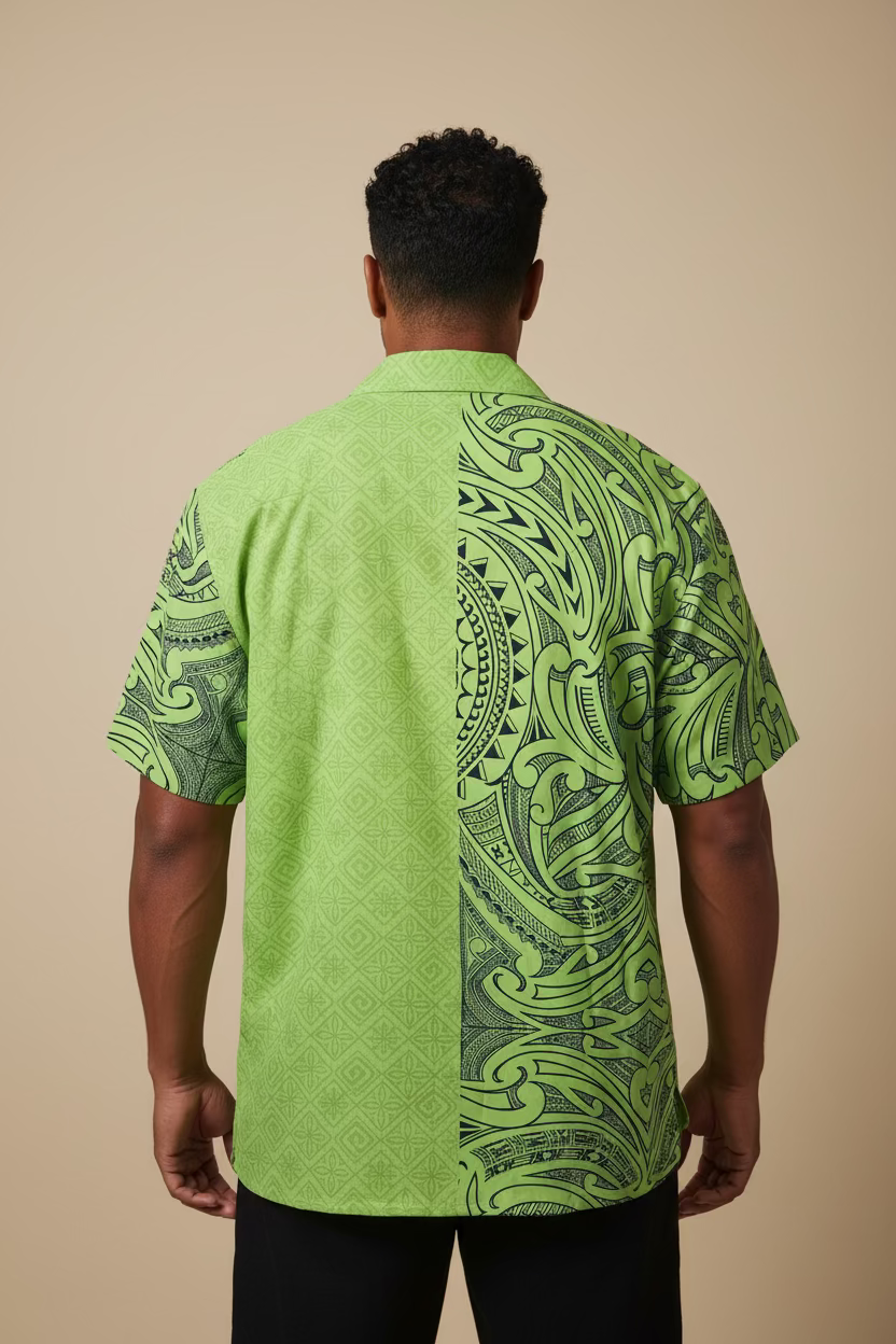 Chemise verte tapa noir