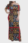 Robe longue noire et rouge