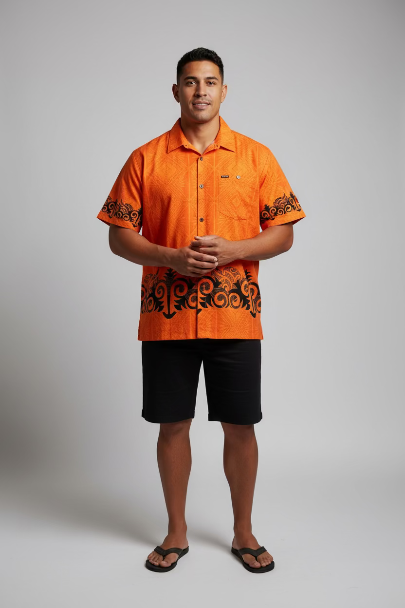 Chemise orange tapa noir