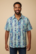 Chemise bleue & blanc tapa