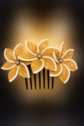 Peigne 3 fleurs kafa marron