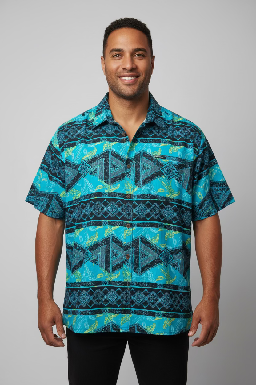 Chemise bleue tapa noir