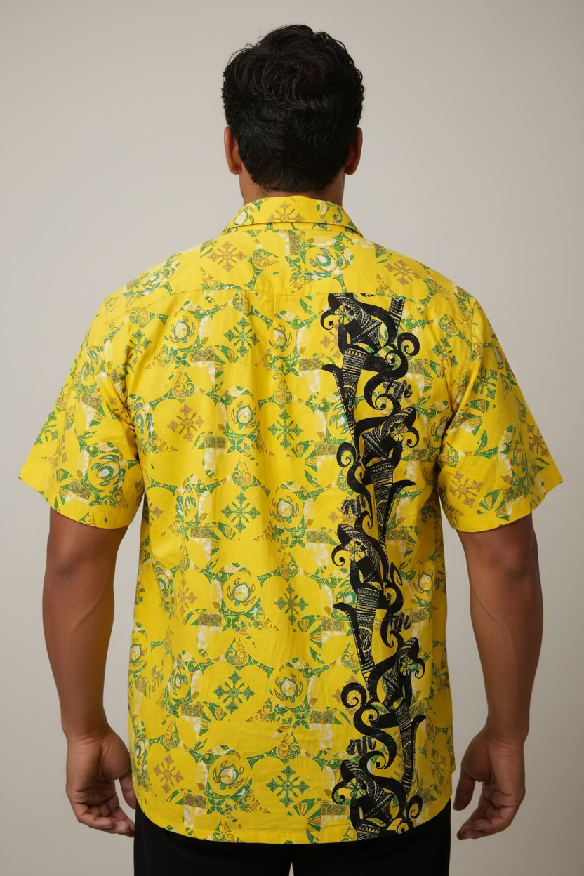 Chemise jaune tapa noir