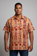 Chemise orange tribal rouge