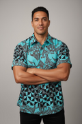 Chemise bleu tapa tribal
