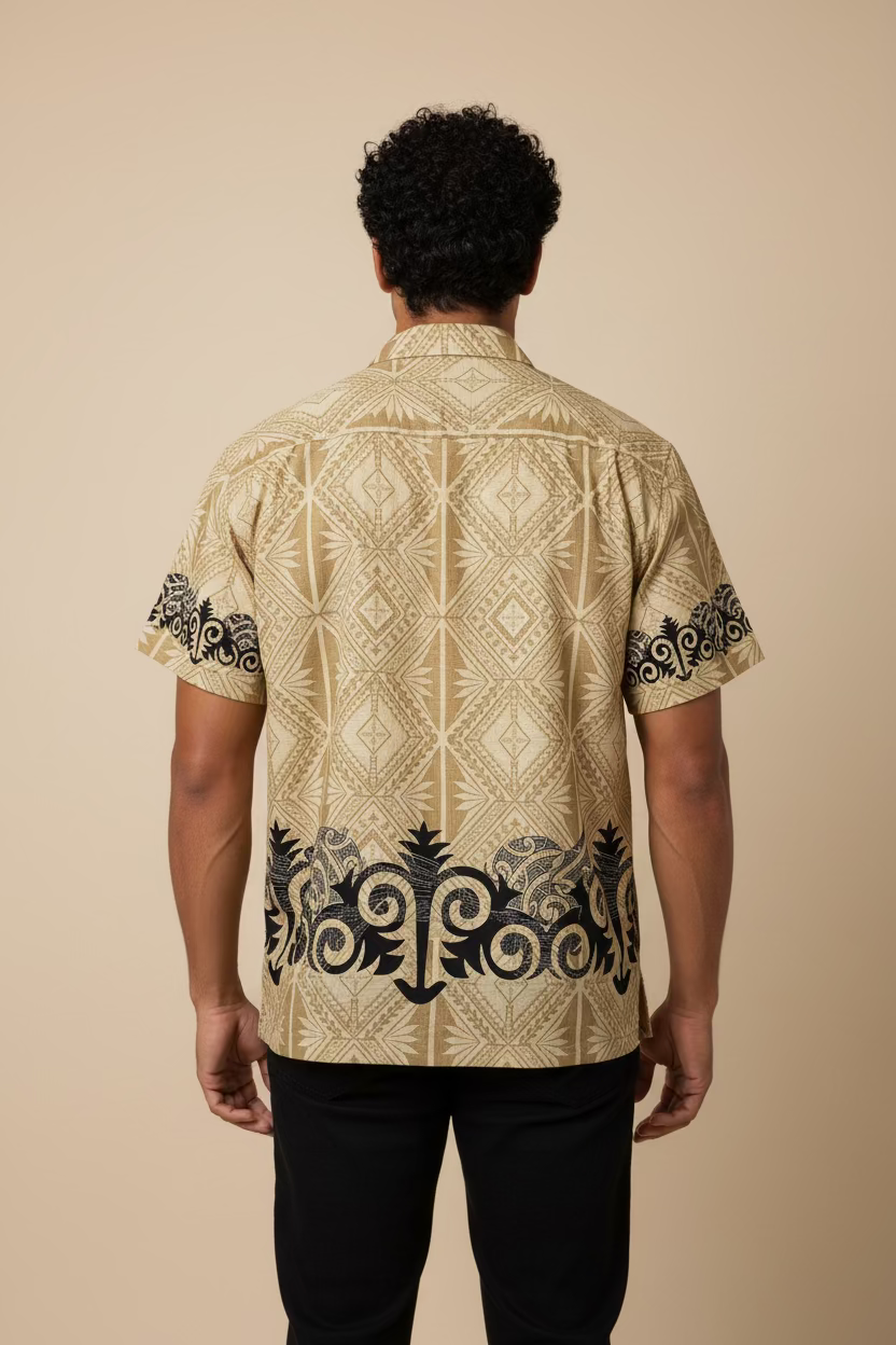 Chemise beige tapa noir