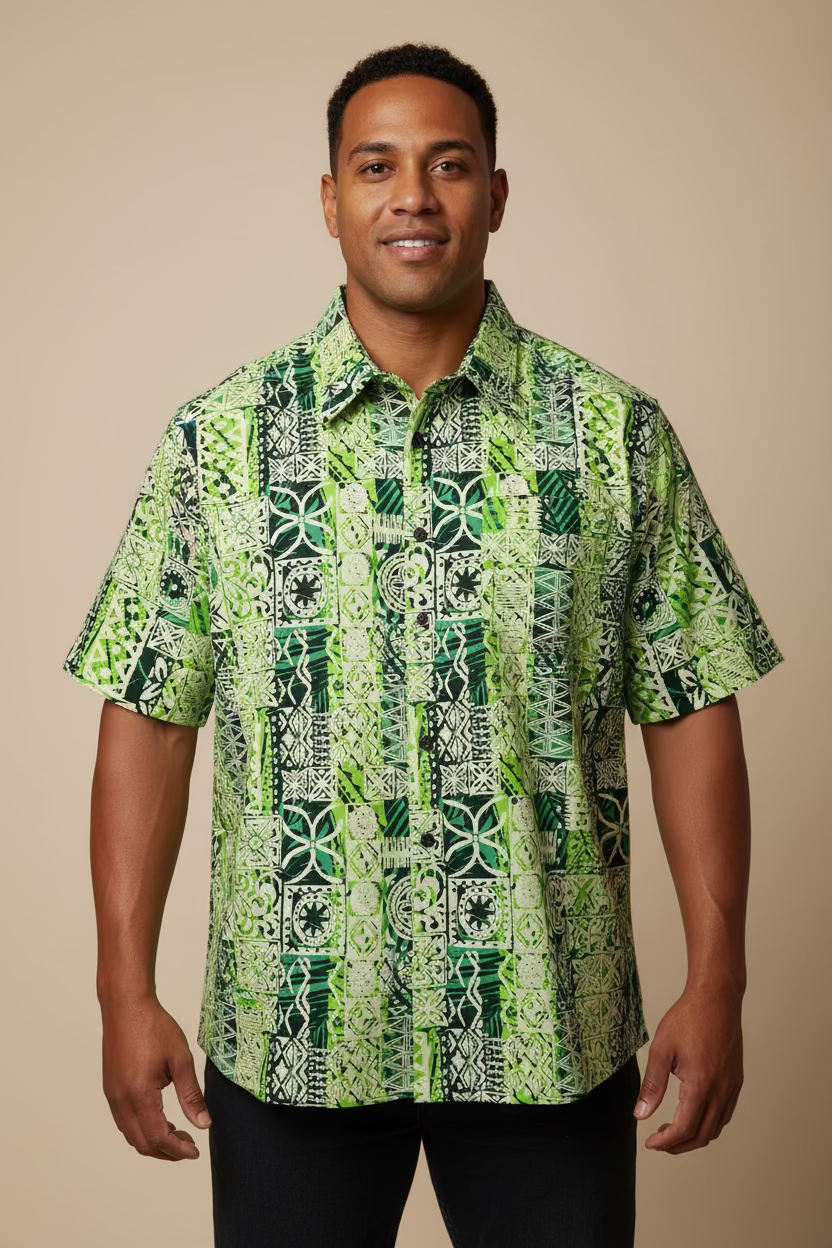 Chemise verte tribal vert