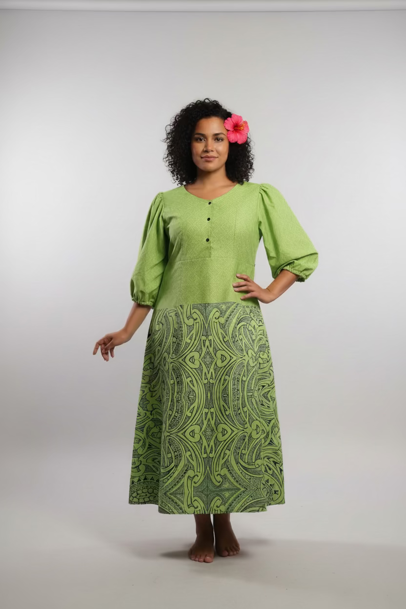 Robe verte uni & tapa