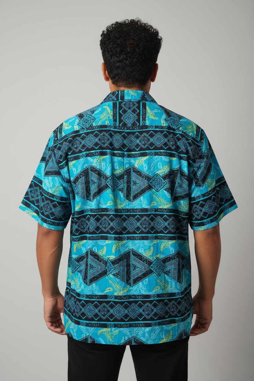 Chemise bleue tapa noir