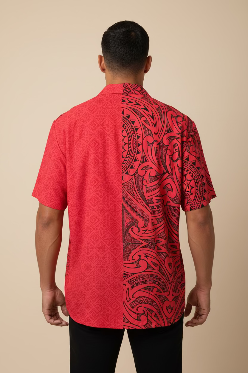 Chemise rouge tapa noir
