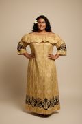 Robe beige doré tapa