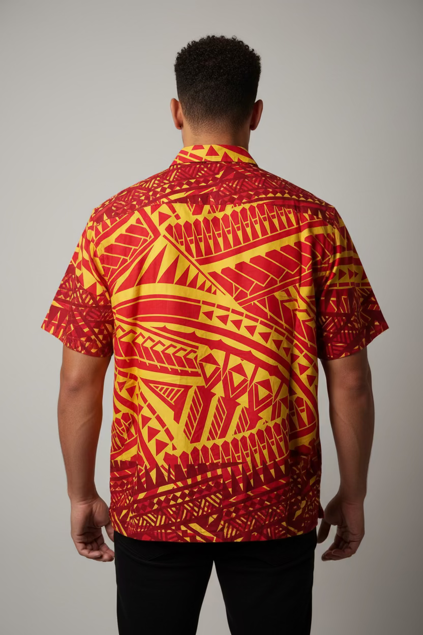 Chemise jaune tapa rouge