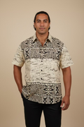 Chemise beige tapa marron