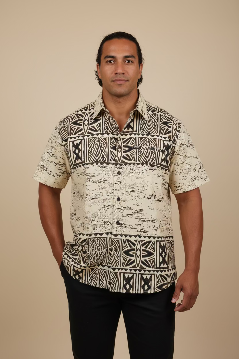 Chemise beige tapa marron