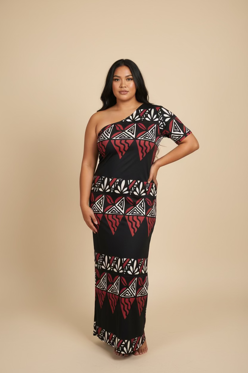 Robe tapa  bande une manche