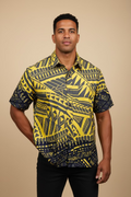 Chemise jaune tribal noir